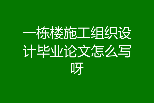 一栋楼施工组织设计毕业论文怎么写呀
