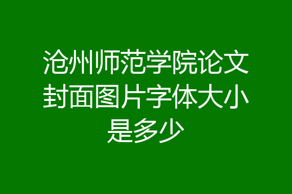 沧州师范学院论文封面图片字体大小是多少