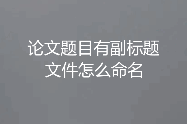 论文题目有副标题文件怎么命名