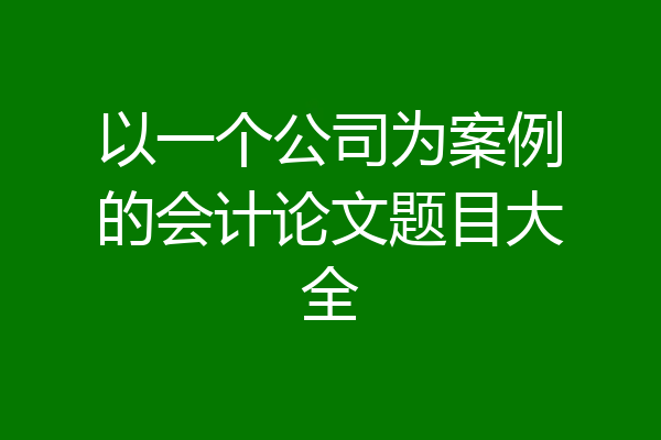 以一个公司为案例的会计论文题目大全