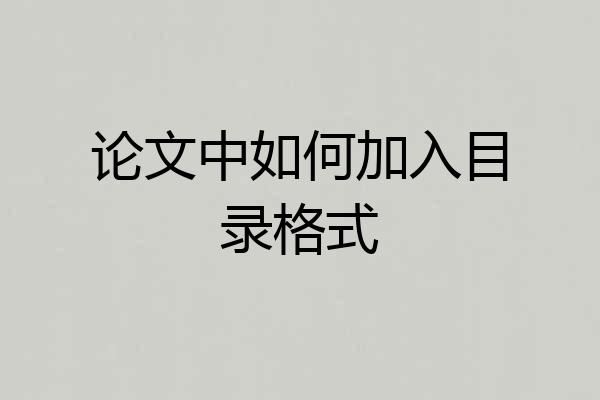 论文中如何加入目录格式