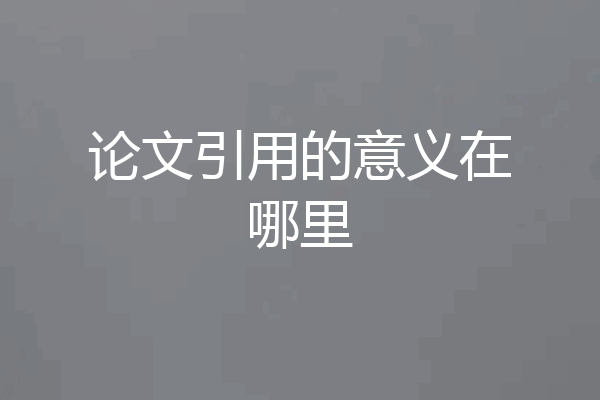 论文引用的意义在哪里