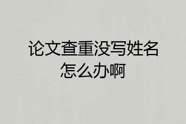 论文查重没写姓名怎么办啊