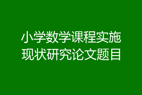 小学数学课程实施现状研究论文题目