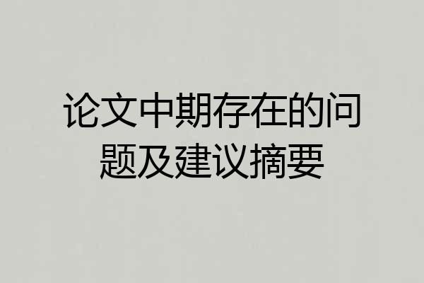 论文中期存在的问题及建议摘要