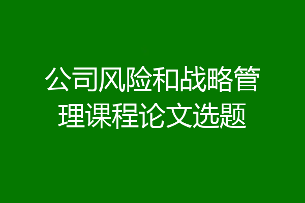 公司风险和战略管理课程论文选题