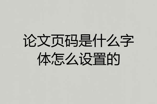 论文页码是什么字体怎么设置的