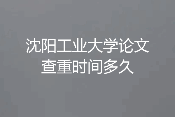 沈阳工业大学论文查重时间多久