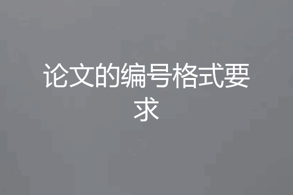 论文的编号格式要求