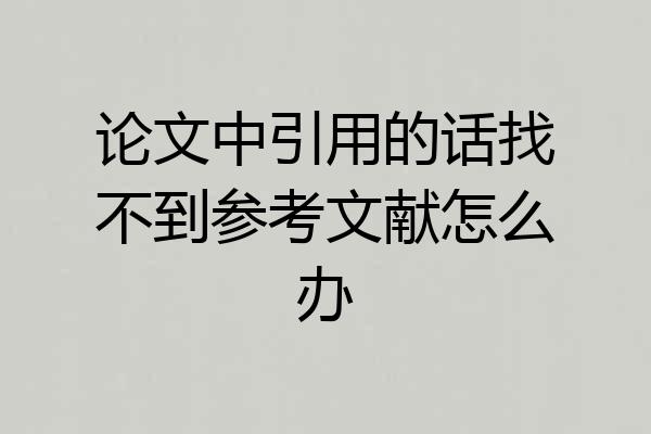 论文中引用的话找不到参考文献怎么办