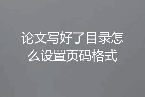 论文写好了目录怎么设置页码格式