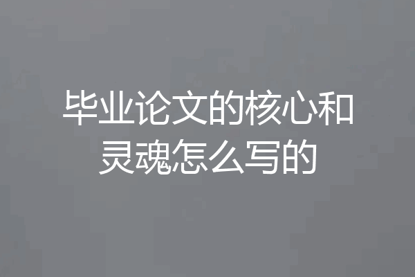毕业论文的核心和灵魂怎么写的