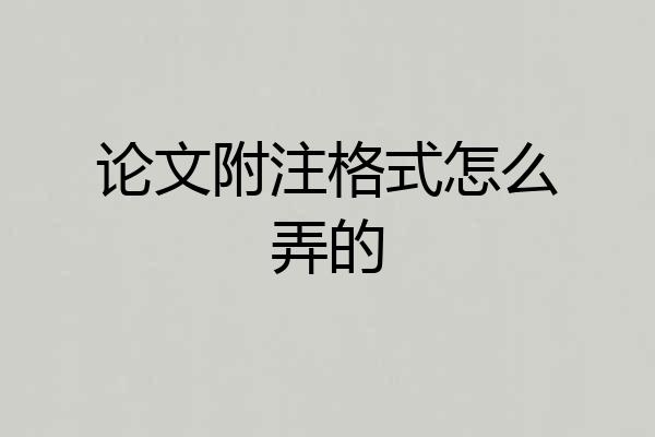 论文附注格式怎么弄的