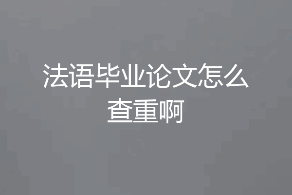法语毕业论文怎么查重啊