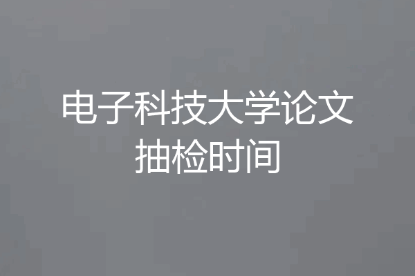 电子科技大学论文抽检时间