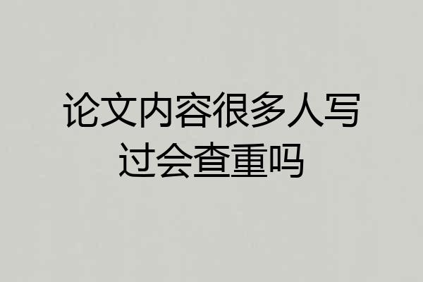 论文内容很多人写过会查重吗