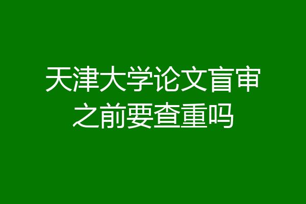 天津大学论文盲审之前要查重吗