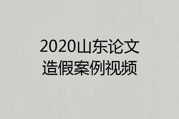 2020山东论文造假案例视频