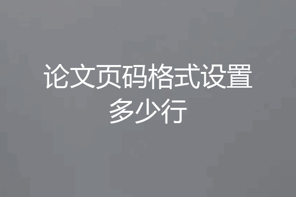 论文页码格式设置多少行