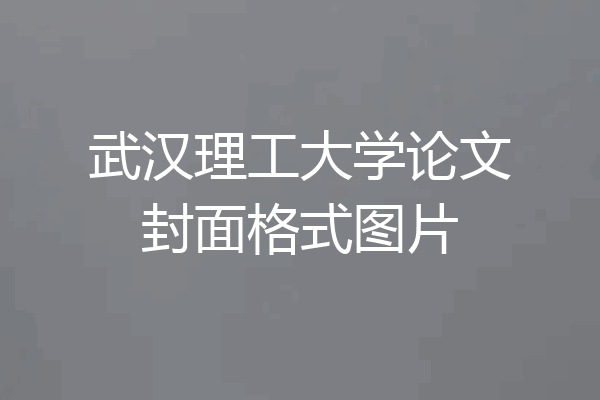 武汉理工大学论文封面格式图片