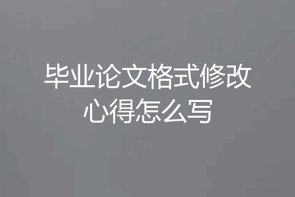 毕业论文格式修改心得怎么写
