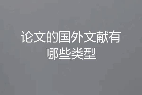 论文的国外文献有哪些类型