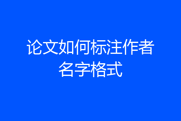 论文如何标注作者名字格式