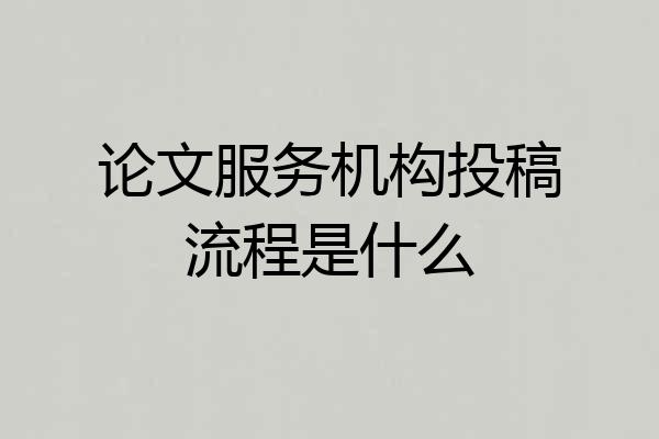 论文服务机构投稿流程是什么