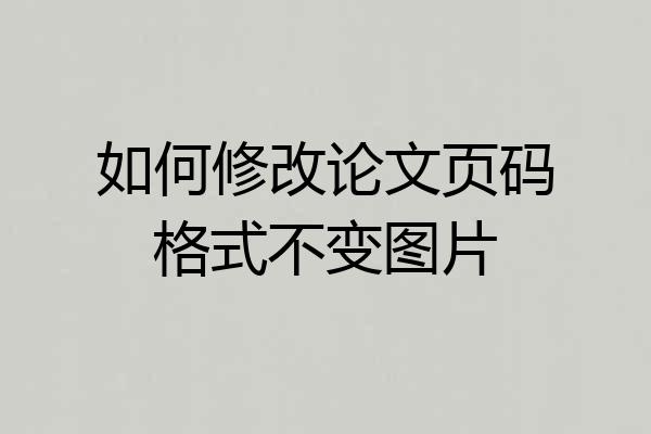 如何修改论文页码格式不变图片
