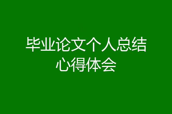 毕业论文个人总结心得体会