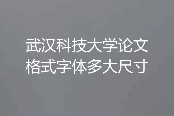 武汉科技大学论文格式字体多大尺寸