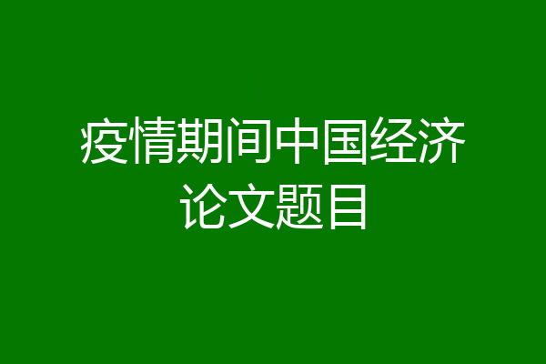 疫情期间中国经济论文题目