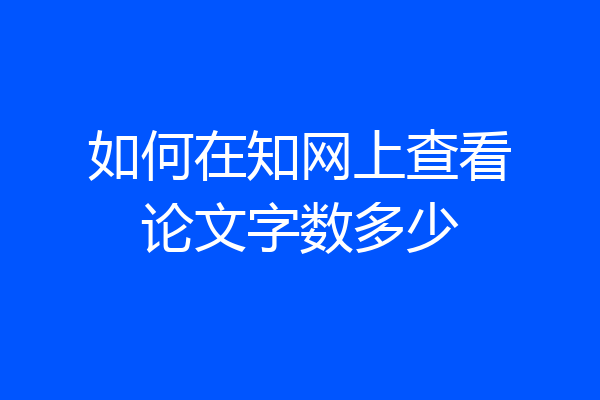 如何在知网上查看论文字数多少