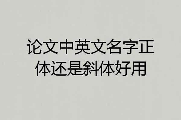 论文中英文名字正体还是斜体好用