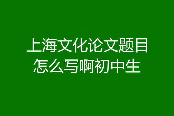 上海文化论文题目怎么写啊初中生