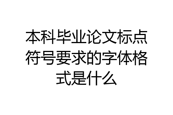 本科毕业论文标点符号要求的字体格式是什么