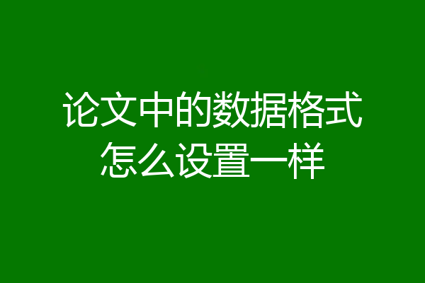 论文中的数据格式怎么设置一样