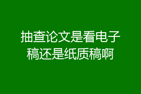 抽查论文是看电子稿还是纸质稿啊