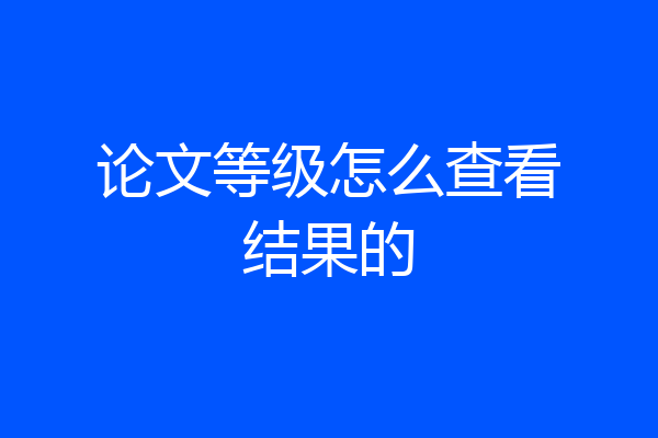 论文等级怎么查看结果的