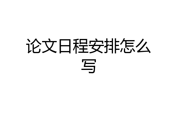 论文日程安排怎么写