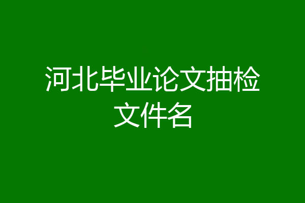 河北毕业论文抽检文件名