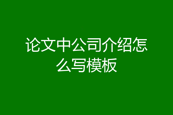 论文中公司介绍怎么写模板