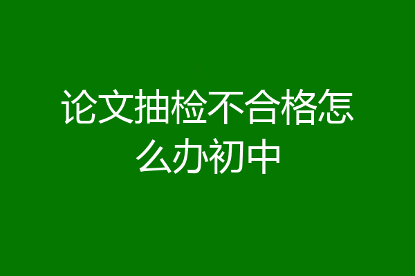 论文抽检不合格怎么办初中