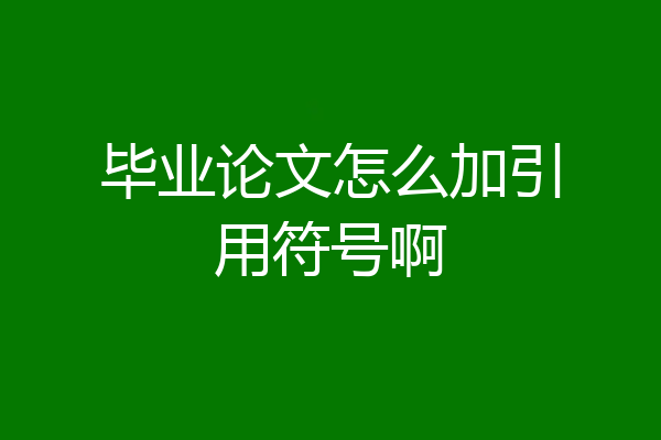 毕业论文怎么加引用符号啊