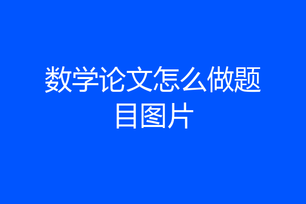数学论文怎么做题目图片