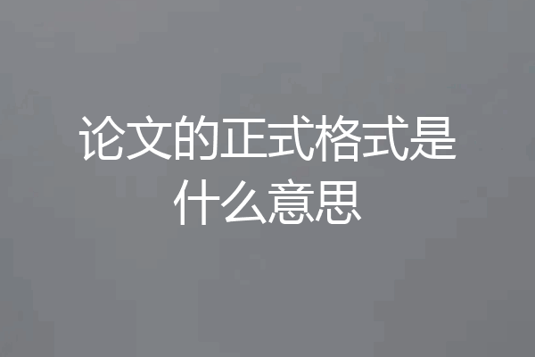 论文的正式格式是什么意思
