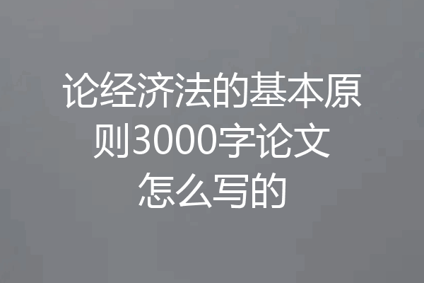 论经济法的基本原则3000字论文怎么写的