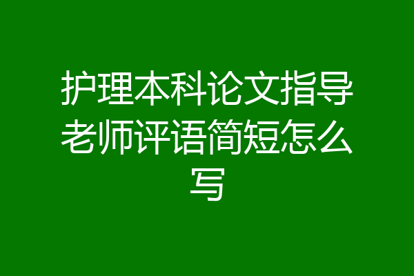 护理本科论文指导老师评语简短怎么写