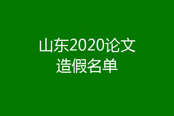 山东2020论文造假名单
