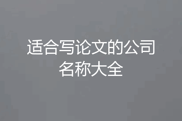 适合写论文的公司名称大全